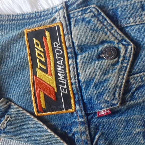 Vtg 80s Levi Strauss / ZZ Top Faded Denim Patch Vest Size Mens' Small - Picture 3 of 11